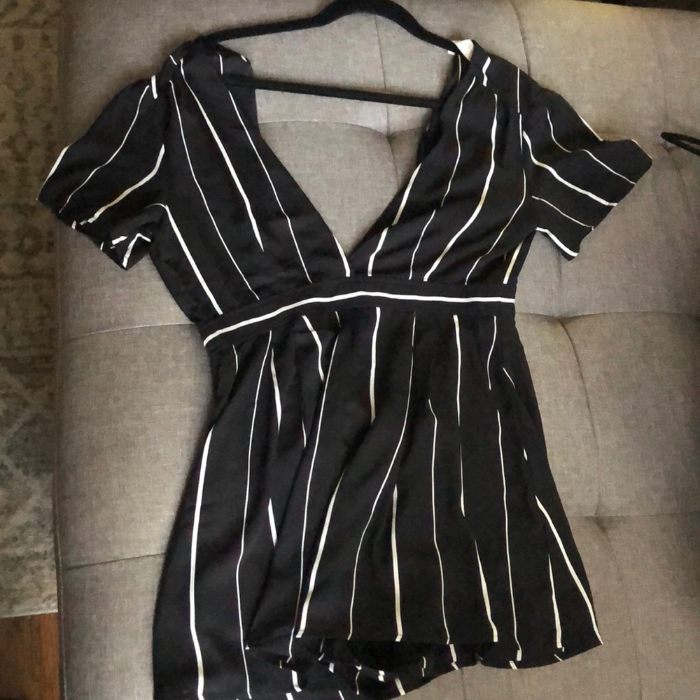 Black and white stripped romper